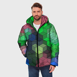 Куртка зимняя мужская Разноцветный геометрический уз, цвет: 3D-черный — фото 2