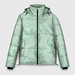Куртка зимняя мужская Зеленые листья, цвет: 3D-черный