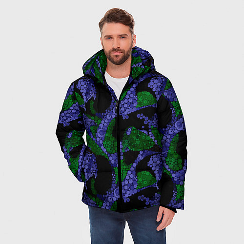 Мужская зимняя куртка Абстрактный темный в горох / 3D-Черный – фото 3