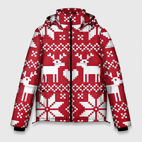 Мужская зимняя куртка Рождественские олени / 3D-Красный – фото 1