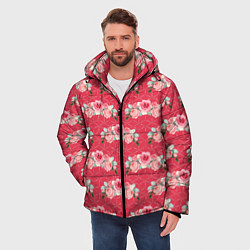 Куртка зимняя мужская Красные розы паттерн, цвет: 3D-красный — фото 2