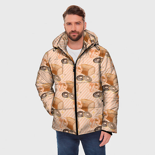 Мужская зимняя куртка Хлебобулочные изделия / 3D-Черный – фото 3