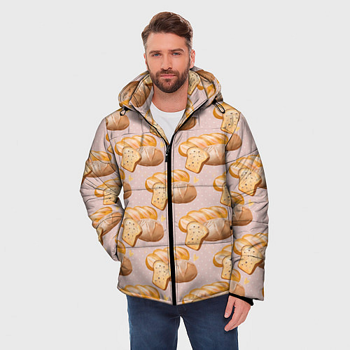 Мужская зимняя куртка Выпечка - хлеб / 3D-Черный – фото 3