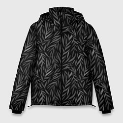 Куртка зимняя мужская Растительный орнамент черно-белый, цвет: 3D-черный
