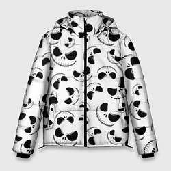 Куртка зимняя мужская Джек Скеллингтон паттерн лицо, цвет: 3D-светло-серый