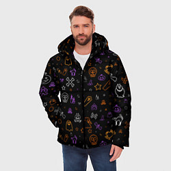 Куртка зимняя мужская ХЕЛЛОУИН ПАТТЕРН НЕОН HALLOWEEN NEON, цвет: 3D-черный — фото 2