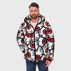 Куртка зимняя мужская HALLOWEEN EYES ХЕЛЛОУИН ГЛАЗА, цвет: 3D-черный — фото 2