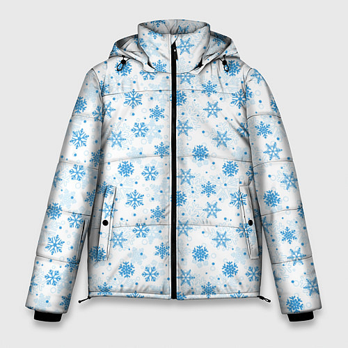 Мужская зимняя куртка Снежинки снежные узоры / 3D-Светло-серый – фото 1