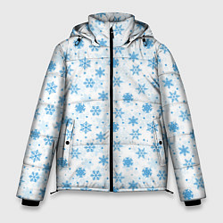 Куртка зимняя мужская Снежинки снежные узоры, цвет: 3D-светло-серый