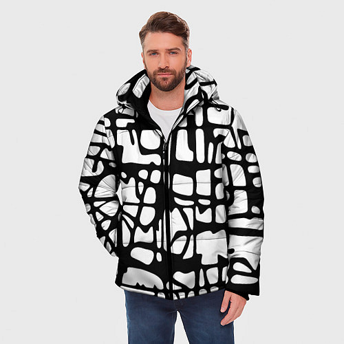 Мужская зимняя куртка Черно-Белый мотив Cantabrigiensia, подходящий для / 3D-Черный – фото 3