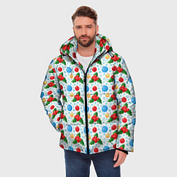 Куртка зимняя мужская Новогодняя Символика украшения, цвет: 3D-черный — фото 2