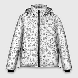Куртка зимняя мужская Зимнее дудл настроение, цвет: 3D-черный