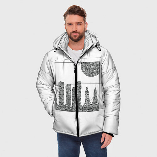 Мужская зимняя куртка QR Town без фона / 3D-Черный – фото 3