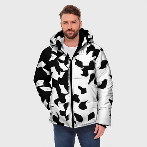 Мужская зимняя куртка Черно-белый камуфляж / 3D-Черный – фото 3