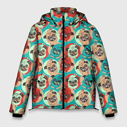 Куртка зимняя мужская Прикольные Мопсы, цвет: 3D-черный