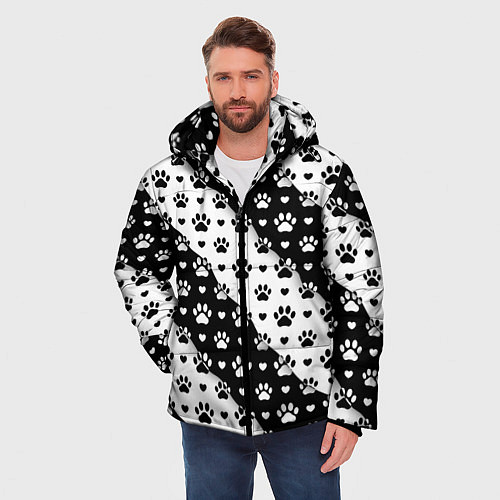 Мужская зимняя куртка Следы от Лап / 3D-Черный – фото 3