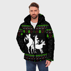 Куртка зимняя мужская Новогодние три оленя, цвет: 3D-черный — фото 2