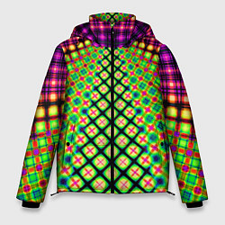Куртка зимняя мужская Неоновая геометрия абстракция, цвет: 3D-красный