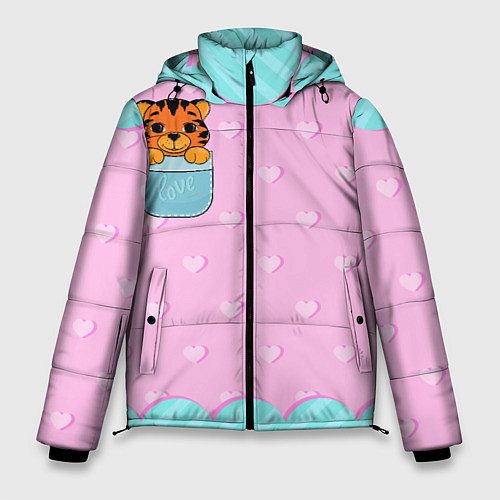 Мужская зимняя куртка Маленький тигр в кармане / 3D-Красный – фото 1
