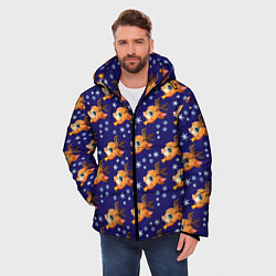 Куртка зимняя мужская Новогодние олени паттерн, цвет: 3D-черный — фото 2
