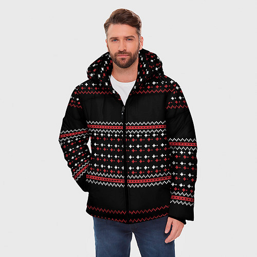 Мужская зимняя куртка НОВОГОДНИЙ ПАТТЕРН SWEATER / 3D-Красный – фото 3