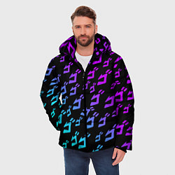 Куртка зимняя мужская JOJOS BIZARRE ADVENTURE NEON PATTERN НЕОН УЗОР, цвет: 3D-светло-серый — фото 2