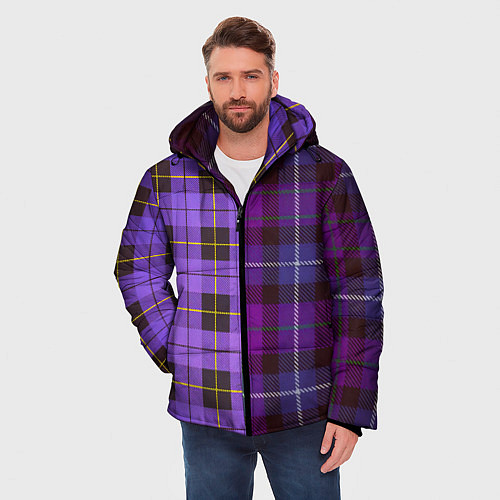 Мужская зимняя куртка Purple Checkered / 3D-Черный – фото 3