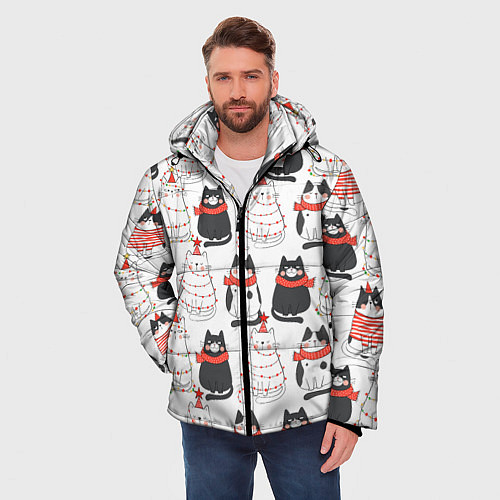 Мужская зимняя куртка НОВОГОДНИЕ КОТИКИ 2022 / 3D-Черный – фото 3