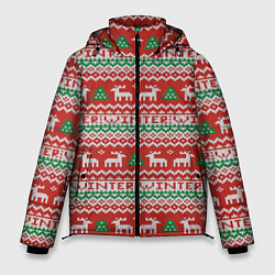Куртка зимняя мужская Deer Christmas Pattern, цвет: 3D-черный
