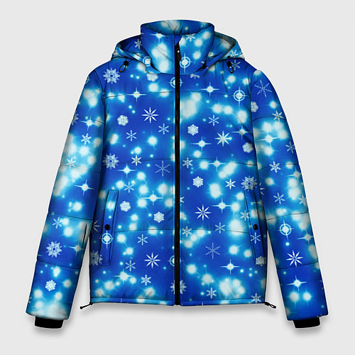 Мужская зимняя куртка Сверкающие снежинки / 3D-Красный – фото 1