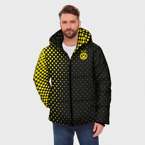 Мужская зимняя куртка Borussia gradient theme / 3D-Черный – фото 3