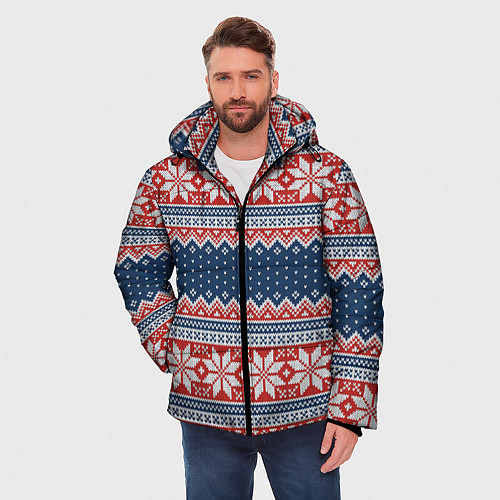 Мужская зимняя куртка Knitted Pattern / 3D-Черный – фото 3