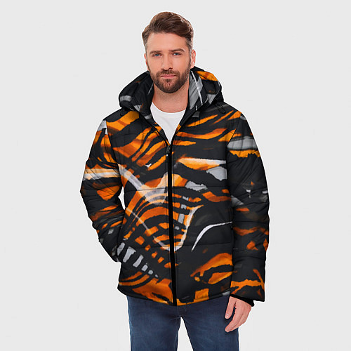 Мужская зимняя куртка Окрас тигра / 3D-Красный – фото 3