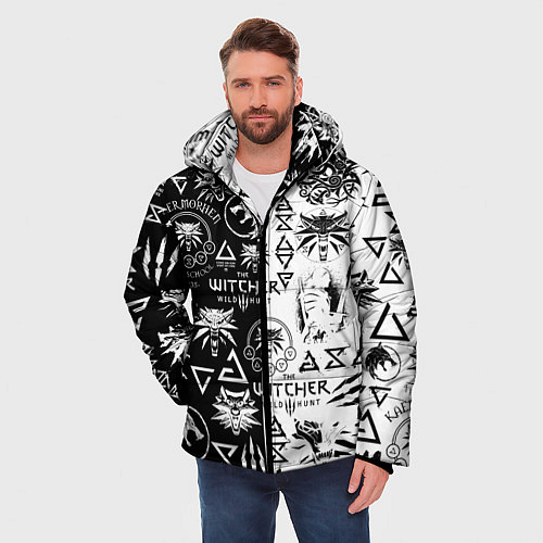 Мужская зимняя куртка THE WITCHER LOGOOMBING ВЕДЬМАК ПАТТЕРН / 3D-Черный – фото 3