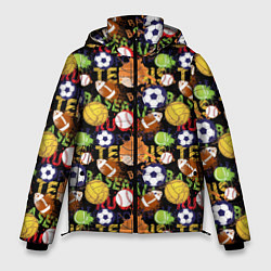 Куртка зимняя мужская Разные Спортивные Мячи, цвет: 3D-черный