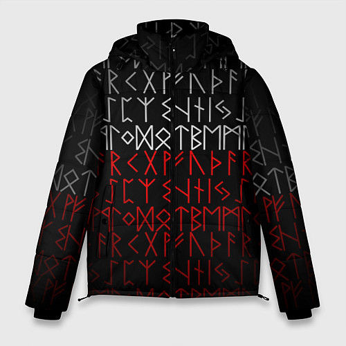 Мужская зимняя куртка Славянская символика Руны / 3D-Красный – фото 1