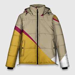 Куртка зимняя мужская Линии На бежевом Фоне, цвет: 3D-черный