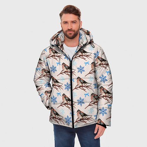 Мужская зимняя куртка Снегири зима / 3D-Светло-серый – фото 3