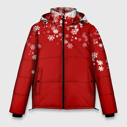 Мужская зимняя куртка Рождественские снежинки / 3D-Красный – фото 1