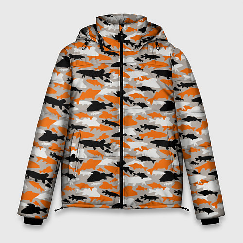 Мужская зимняя куртка Рыболовный камуфляж из рыб / 3D-Светло-серый – фото 1