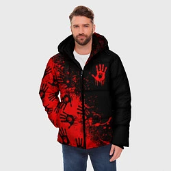 Куртка зимняя мужская Death Stranding Отпечаток рук паттерн, цвет: 3D-светло-серый — фото 2