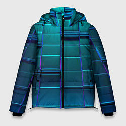 Мужская зимняя куртка 3D квадраты неоновые