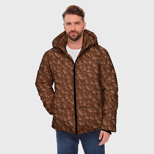Мужская зимняя куртка Шоколадная Текстура / 3D-Черный – фото 3