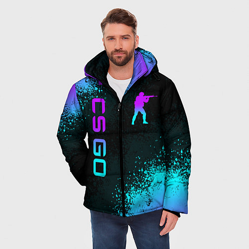 Мужская зимняя куртка CS GO NEON SYMBOL STYLE SKIN КС ГО НЕОН / 3D-Красный – фото 3