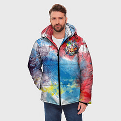 Куртка зимняя мужская Красочный лев на цветном облаке, цвет: 3D-черный — фото 2