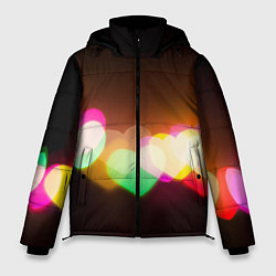 Куртка зимняя мужская Горящие сердца всех цветов радуги, цвет: 3D-красный