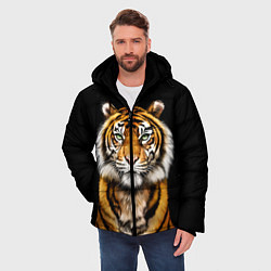 Куртка зимняя мужская Пушистый Тигр Во Тьме Символ 2022 года, цвет: 3D-черный — фото 2