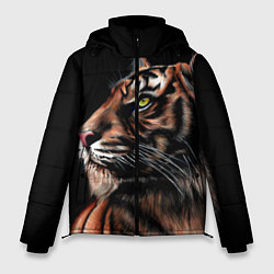 Куртка зимняя мужская Тигр в Темноте Взгляд Вверх, цвет: 3D-черный