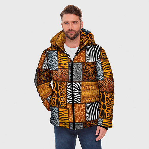 Мужская зимняя куртка Тигр, полосы, 2022 / 3D-Черный – фото 3