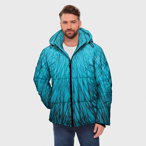 Мужская зимняя куртка Коллекция Rays Лучи Голубой и черный Абстракция 65 / 3D-Черный – фото 3